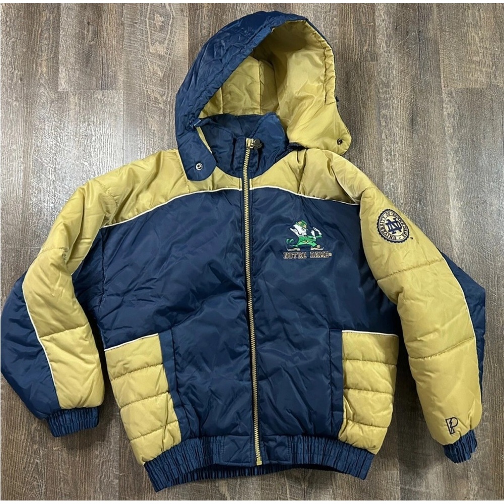 Vintage Notre‎ Dame Pro Player Puffer Jacket Fighting Irish Coat 90's Large